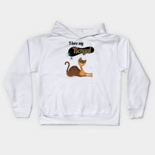 I Love My Bengal Cat White Kids Hoodie